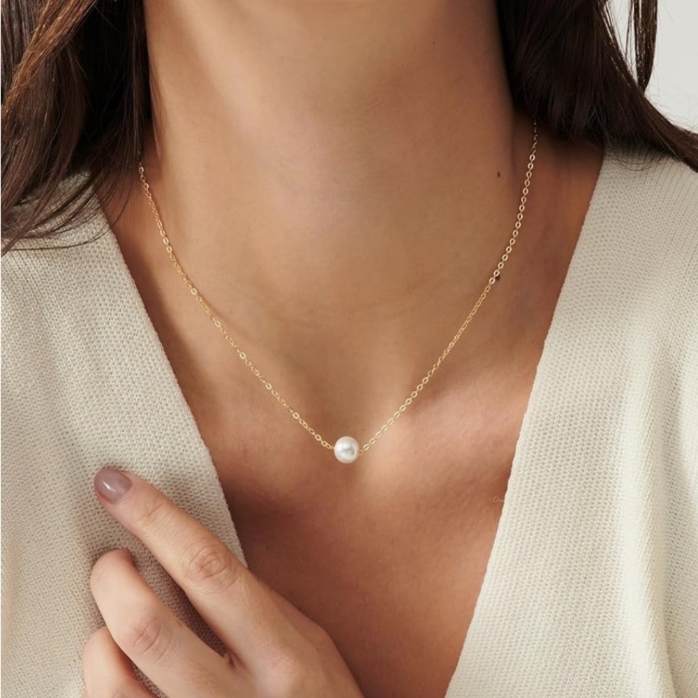 14k Gold Plated Single Pearl Necklace. New. - Picture 7 of 10